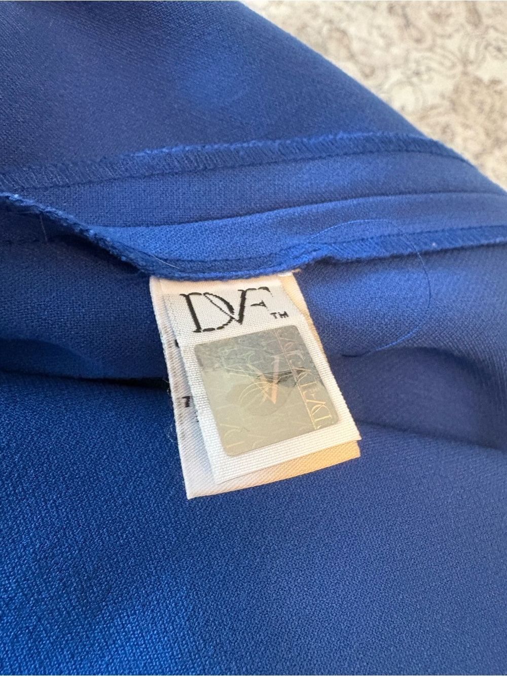 Diane von Furstenberg DVF Colorblock Faux Wrap Dress Blue Navy Ivory Size 10 - Picture 5 of 8